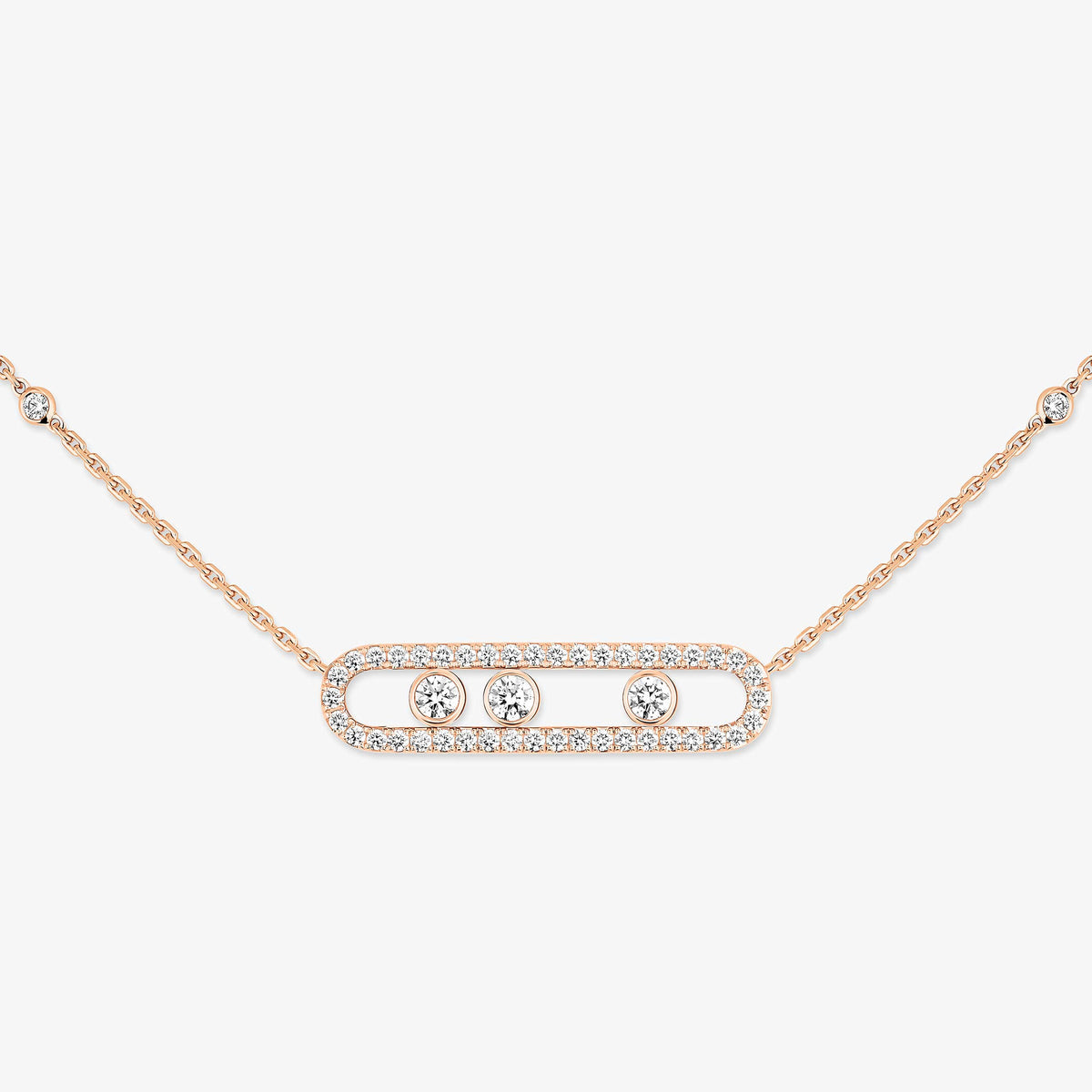[Imperial]  Move Pave_ Rose Gold Diamond Necklace