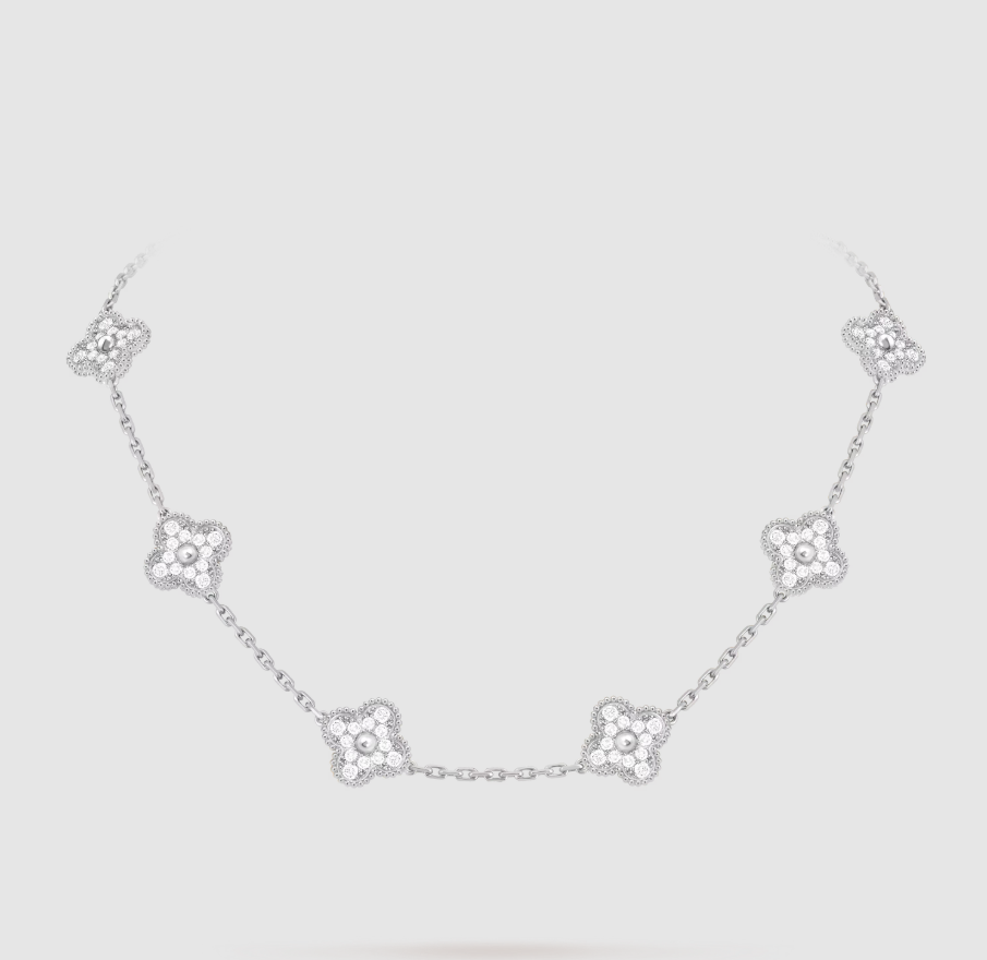 [¡®Lumi¡¯]CLOVER 10 MOTIFS FULL DIAMOND NECKLACE