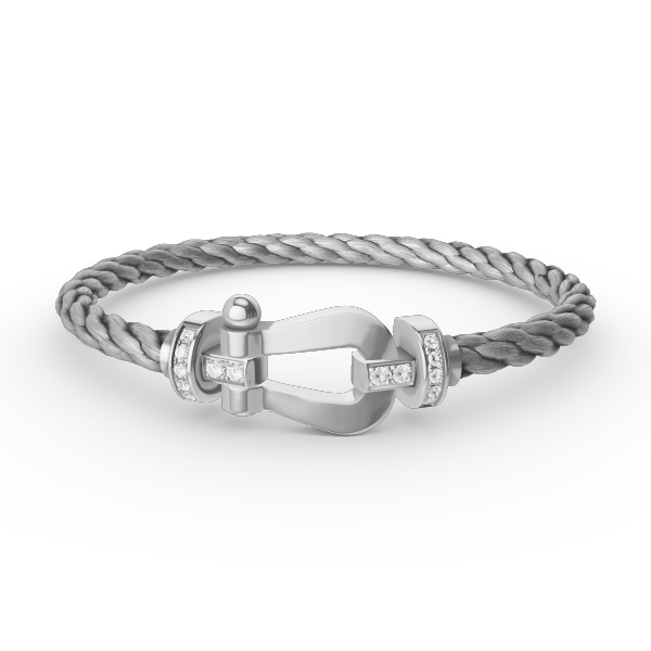 Lumi® FORCE Großes Hufeisen-Armband mit Halbdiamanten, Silber