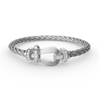 Lumi® FORCE Großes Hufeisen-Armband mit Halbdiamanten, Silber