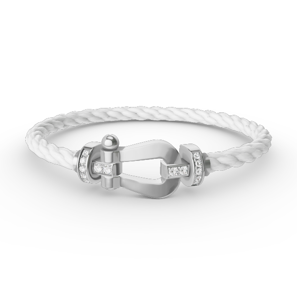Lumi® FORCE Großes Hufeisen-Armband mit Halbdiamanten, Silber