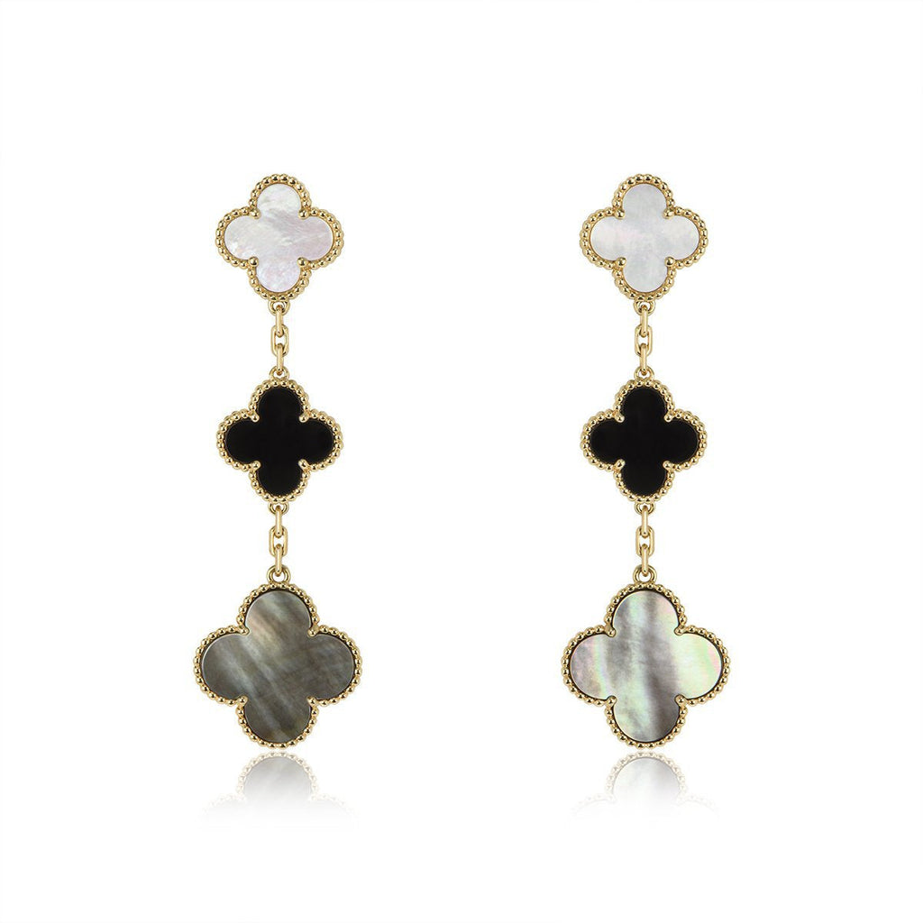Lumi® Kleeblatt-Ohrringe Gold Onyx Perlmutt 3 Motive 