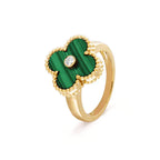 Lumi® CLOVER MALACHIT RING GOLD DIAMOND