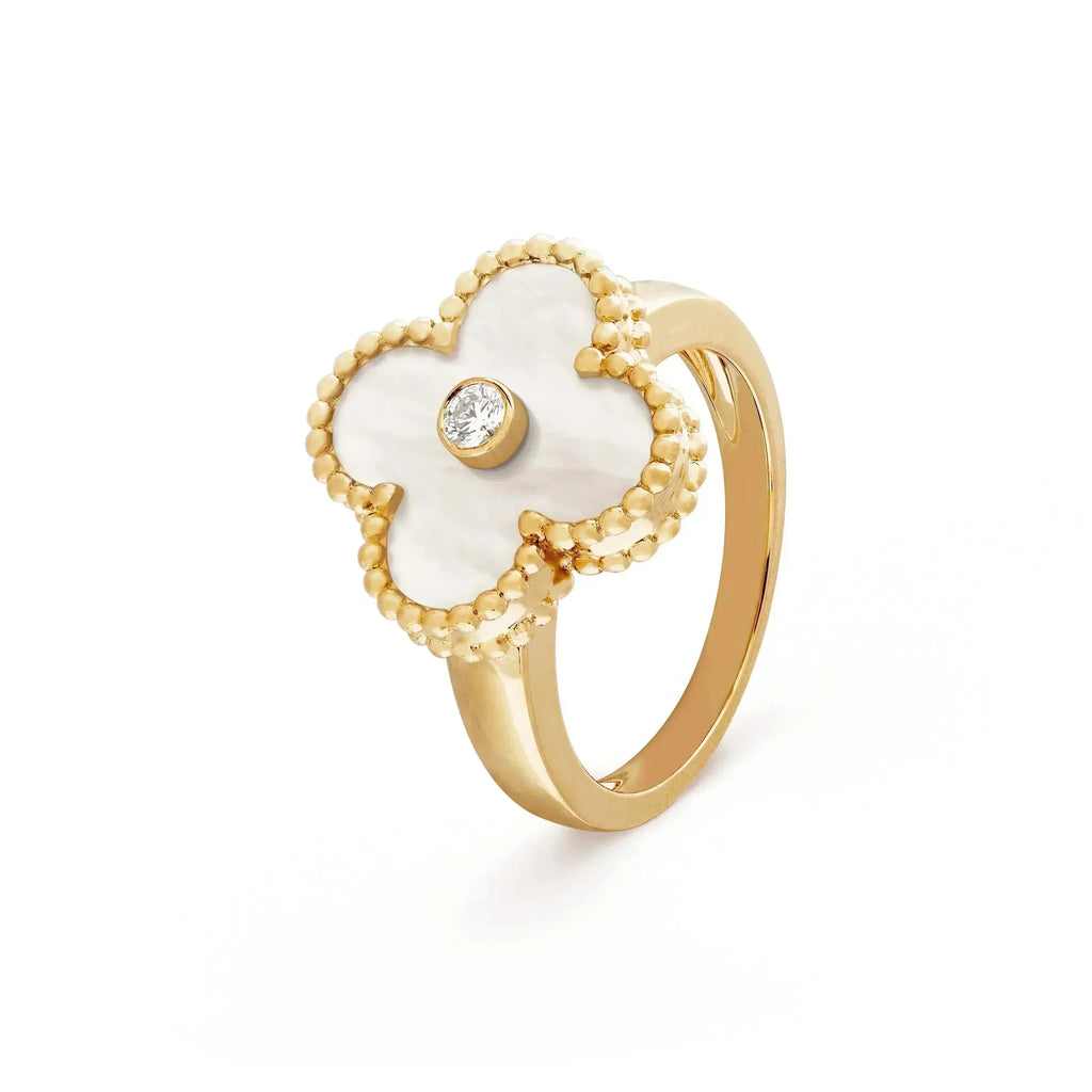 Lumi® CLOVER PINK MOP RING GOLD DIAMOND