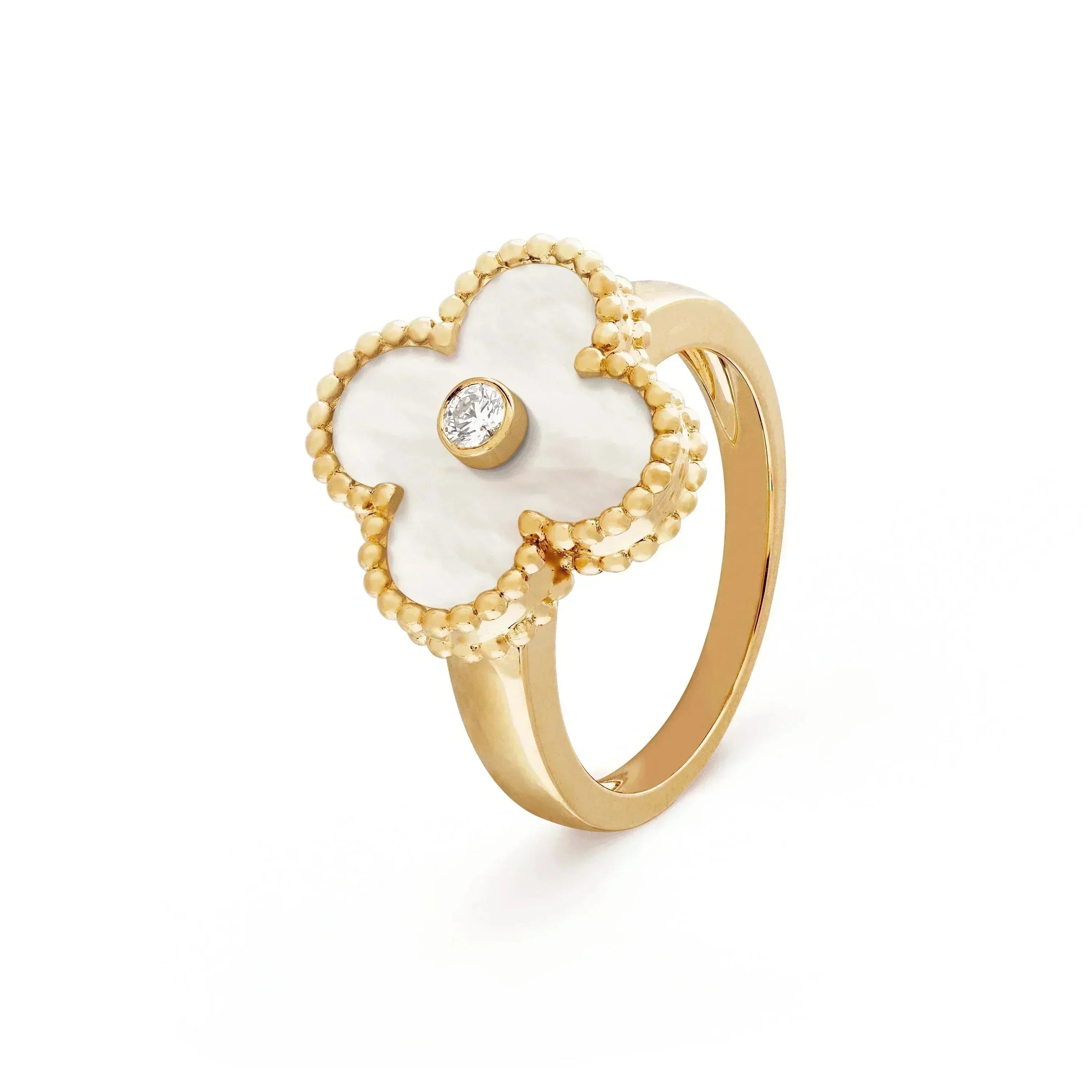 Lumi® CLOVER PINK MOP RING GOLD DIAMOND